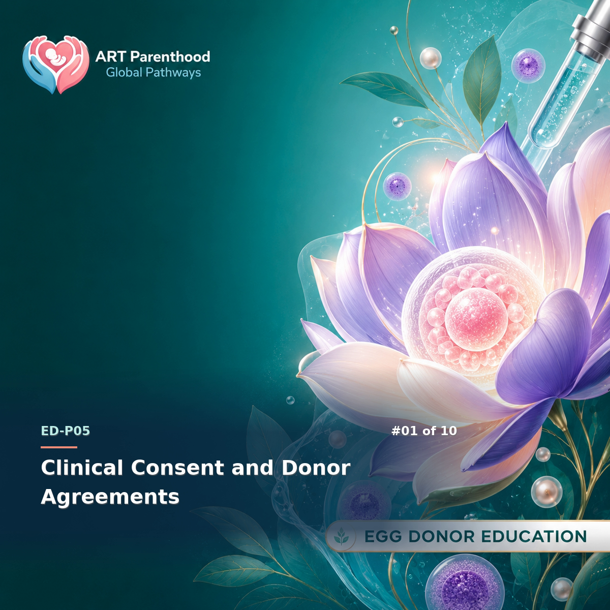 Egg Donors education card for ED-LP05-01: Clinical Consent and Donor Agreements.