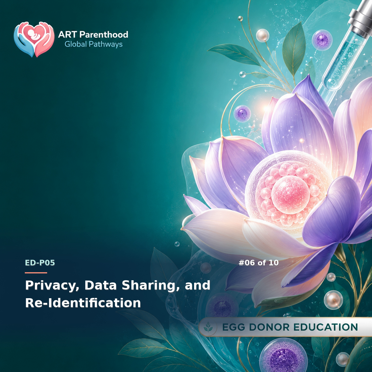Egg Donors education card for ED-LP05-06: Privacy, Data Sharing, and Re-Identification.