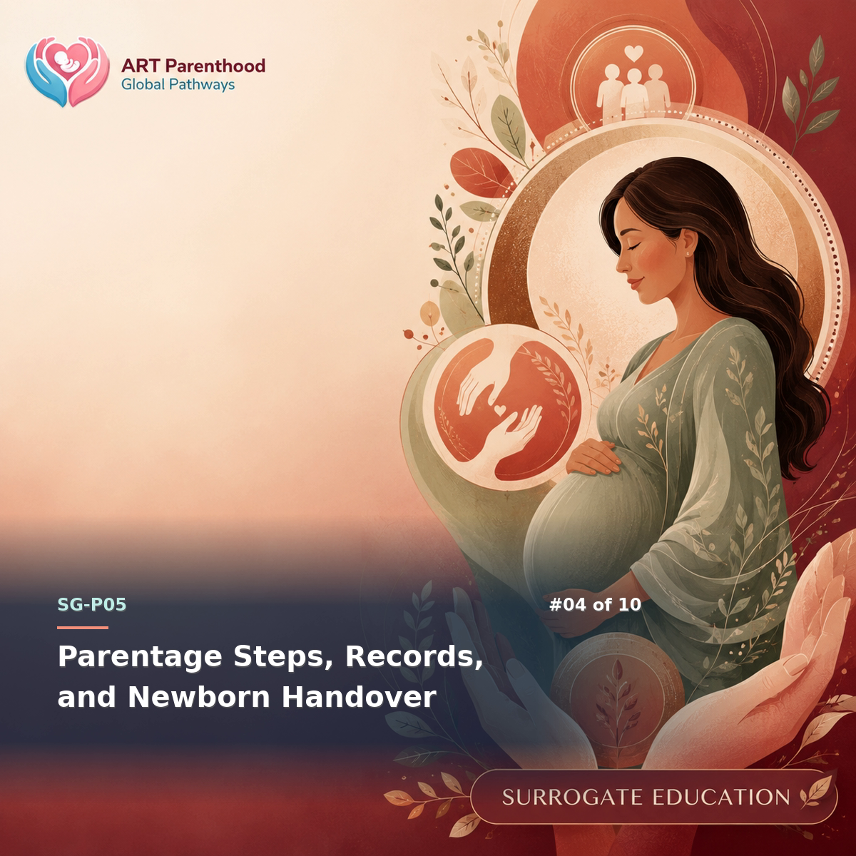 Surrogates education card for SG-LP05-04: Parentage Steps, Records, and Newborn Handover.